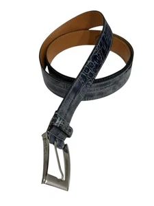 Robert Graham Adamo Blue Leather Belt Croc Print Size 42 / 108 Embossed - Picture 1 of 6