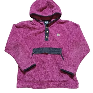 Carhartt Girls Sherpa Pullover 1/4 Snap Fleece Jacket Medium Hot Pink Black 10  - Picture 1 of 9