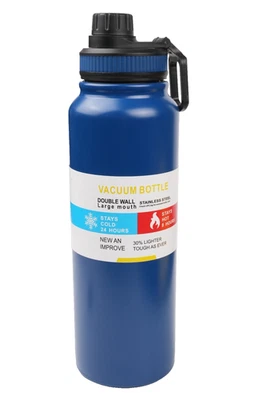 Thermos Bottle Stainless Steel Vacuum Large Capacity 34 fl oz Blue Hot Cold - Image 1 of 4