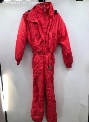 Killy Red 复古腰带防水隔热全身法国滑雪服 4 码 — 第 1/4 张图片