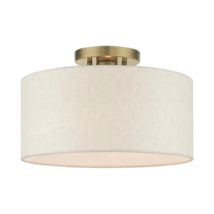 Livex Lighting 49809 Blossom 13"W Semi-Flush Drum Ceiling Fixture - Brass - Picture 1 of 12