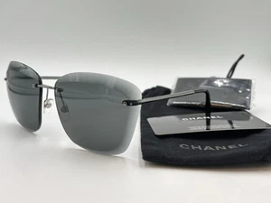 CHANEL CH4221 c.108/3F Rimless Sunglasses Silver/ Gray AUTHENTIC ITALY - Picture 1 of 15