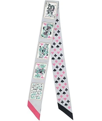 HERMES Scarf Twilly JEU DE CARTES Multicolor 100% Silk Women's Made in France - Image 1 of 4