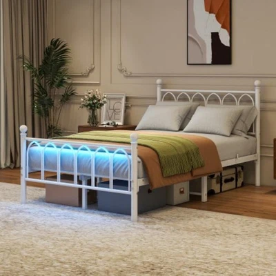 Metallbett Bettgestell Einzelbett/Doppelbett Gästebett Bettrahmen mit Lattenrost - Bild 1 von 4