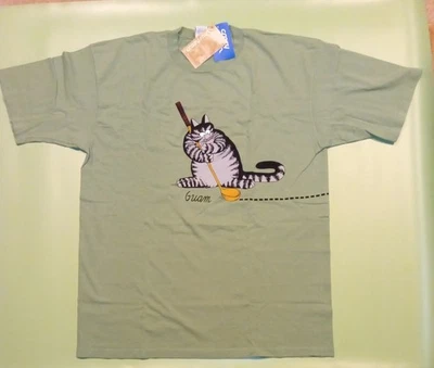 Crazy Shirts Kliban T-shirt green, golf cat  wrap (Guam) NEW With tag, X Large  - Image 1 of 4