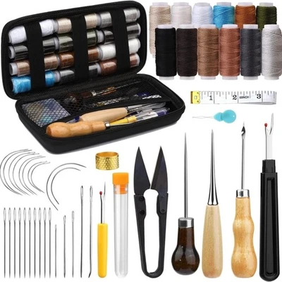 Leder-Nähset, Polsterreparaturset,48-Teiliges Hochleistungs-Nähset Mit Nähnadel~ - Bild 1 von 4