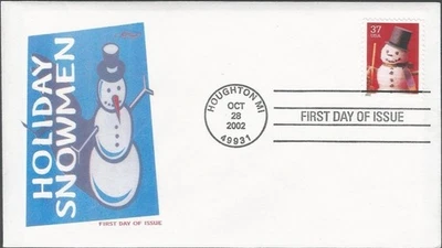 Scott 3687 FDC - 37 centavos - Muñeco de nieve de vacaciones - 2002 - FDOI Foto 1 de 2