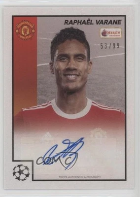 2021 Topps Merlin's Heritage 97 UCL Silver /99 Raphael Varane Raphaël #37 Auto - Image 1 of 2