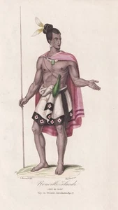 New Zealand chief Neuseeland Indian Indianer costume Tracht engraving 1835 - Bild 1 von 1