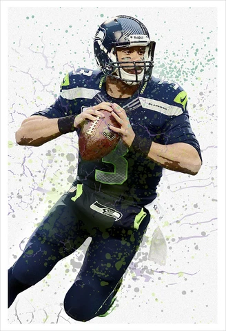 Russell Wilson - Broncos - Splatter Art poster print Cover
