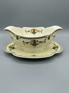 Vintage Johnson Bros England Pareek Soße Schüssel mit Unterplatte Goldbesatz - Bild 1 von 3