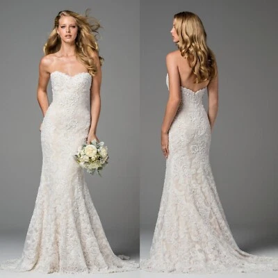 NUEVO SIN ETIQUETAS $4500 Watters Cuentas Copeland Sirena Marfil Princesa Vestido Novia - Talla 8 Foto 1 de 4