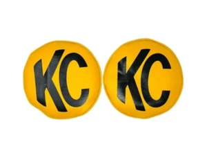 KC HiLiTES 8" Amarillo Vinilo Cubiertas de Luz Negro KC Logo Par Clásico Retro 5801 - Imagen 1 de 9