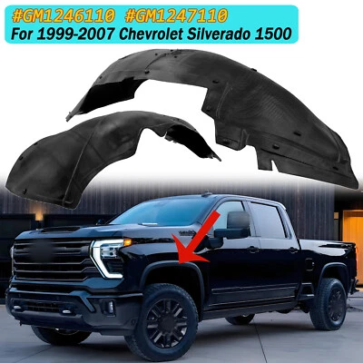 Front Left+Right Side Fender Liner For 1999-2007 GMC /Chevrolet Silverado 1500 Foto 1 de 4