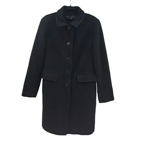 Kenneth Cole Reaction Womens Coat 14 Wool Blend Single Breasted Longline Black - Picture 1 of 7