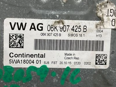 Unidad de módulo de control electrónico del motor Audi A3 2016 2,0 L ECU ECM OEM 06k907425b Foto 1 de 4