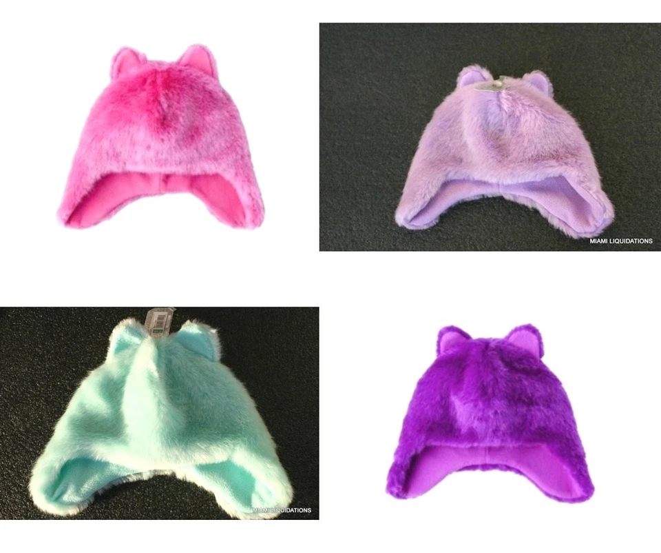 Lote De 4 Niña Piel Sintética Peludo Sombrero Cherokee 12-18 Meses Niño Invierno - Imagen 1 de 2