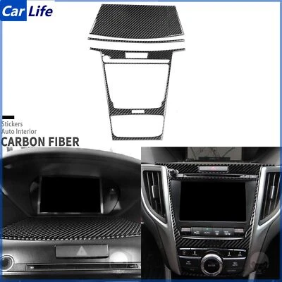 Cubierta de panel de CD de CA para consola central de fibra de carbono real 3 piezas para Acura TLX 15-20 Foto 1 de 4