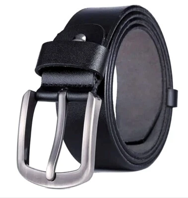 Echt Herren Damen Jeans Leder Gürtel Hose Rund Schnalle 4 cm Breit Schwarz Braun