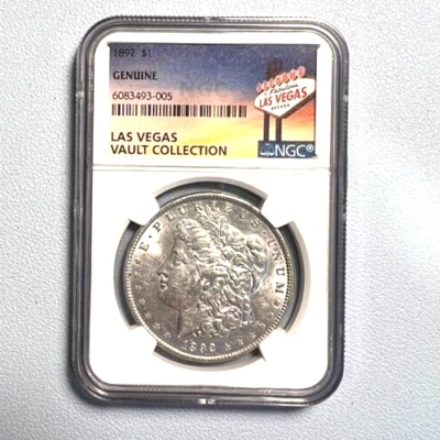1892 -P Morgan Silver Dollar- "Genuine" NGC Las Vegas Vault Collection- MS ++ - Image 1 of 4