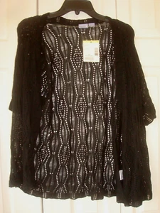 Ladies Plus Crochet Cardigan Black Size 2X Made in USA NEW - Picture 1 of 2