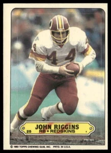 John Riggins 1983 Topps #25a Stickers Washington Redskins Football Card - Picture 1 of 2