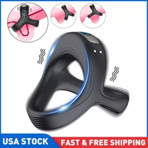 Men Penis Cock Ring Vibrator G-spot Dildo Massager Sex Toys For Women Couples - Picture 1 of 12