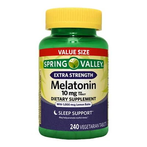 Spring Valley Extra Strength Melatonin Tablets Dietary Supplement,10 mg, 240 Ct - Picture 1 of 8