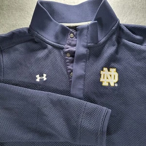 Maglione Notre Dame Under Armour ColdGear Henley con bottoni uomo blu medio sciolto - Foto 1 di 8