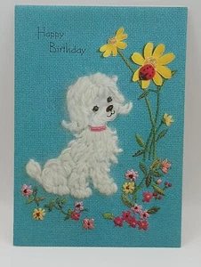 Vintage Coronation Collection Poodle Embossed Happy Birthday Greeting Card - Picture 1 of 3