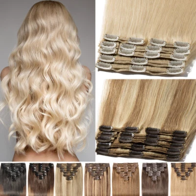 170G Dick Clip in 100% Remy Echthaar Extensions Haarverlängerung Doppelt Tressen - Bild 1 von 4