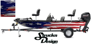 Distressed American Flag USA Fish Graphic Fishing Vinyl Kit Boat Bass Wrap Decal - Picture 1 of 1