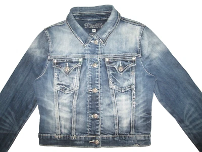 Miss Me Jeans Cropped Denim Jacket Embellished Cross Women's M - Image 1 of 4