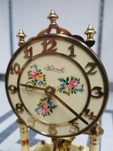 RARO Reloj Hermle 400 Días Aniversario Latón y Vidrio Cúpula De Colección Alemania Antiguo - Imagen 1 de 15