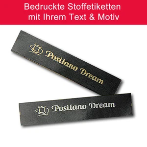 Bedruckte Textiletiketten personalisiert + Symbol, 7,0 x 1,5 cm, schwarz - Bild 1 von 8
