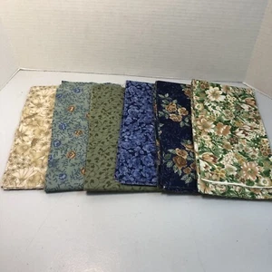 Green Blue Beige 5" Strips Mystery Quilt Kit 6 Assorted Fabrics Cotton - Picture 1 of 7