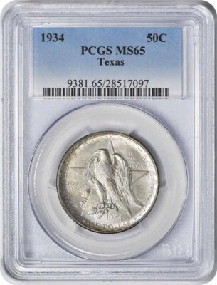 Texas Commemorative Silver Half Dollar 1934 MS65 PCGS - Image 1 of 2