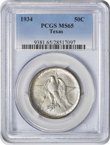 Texas Commemorative Silver Half Dollar 1934 MS65 PCGS Cover