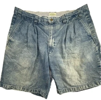 Vintage St John’s Bay Pleated Denim Shorts Mens Size 44 Blue Grunge Distressed - Image 1 of 4