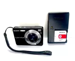 SONY Cyber-Shot DSC-W120 Black Digital Camera Tested w/ Charger Japanese only - Picture 1 of 8