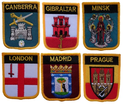 World Capital Cities Shield Embroidered Patches By Country - Image 1 of 2