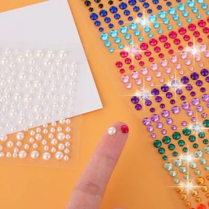 1250Pcs Stick on Crystal Gems Sheets, Multicoloured Crystal Rhinestone Stickers - Picture 1 of 5