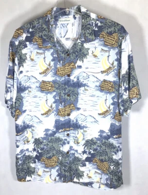Карибский гавайский лагерь рубашка мужская 2XL вискоза смесь печать коротким рукавом на пуговицах - Изображение 1 из 4