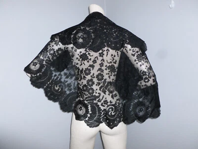 Lindo Xale de Renda ANTIGO CHANTILLY Cachecol Véu de Mantilha 41" Capa de Guarda-sol Redonda - Imagem 1 de 4