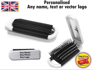 Folding hair brush personalised handle with any logo, text, name nice gift - Picture 1 of 12