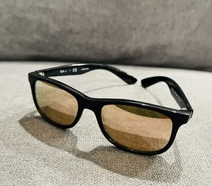 Ray Ban Unisex Kids/Youth Black Plastic Frame Sunglasses Orange Mirrored Lens - Picture 1 of 6