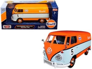 Volkswagen Type 2 (T1) Delivery Van #5 "Gulf" Orange and Light Blue 1/24 Diecast - Picture 1 of 1