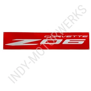 CORVETTE C8 ZO6 RED METAL EMBLEM WALL SIGN CHROME POWDER FULL 35" X 7" Z06 - Imagen 1 de 9