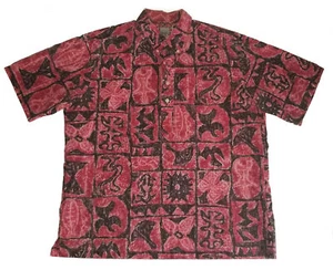 REYN SPOONER Hawaiian Shirt Red Black Commemorative Classics Primitive Aloha XL - Picture 1 of 6
