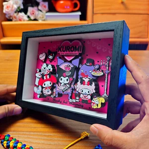 Kuromi Sanrio Group 3D Shadow Box Picture Display Frame Art Deco Waifu Cute 15th - Picture 1 of 8